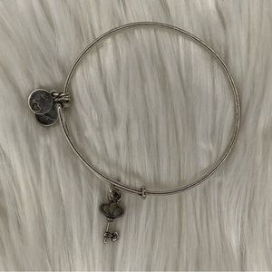 Alex and Ani Rafaelian Silver Skeleton Key Charm Bangle Bracelet